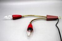 Zweiflammige Mid-Century Wandleuchte Messing mit roten Flöten 1950er/1960er Vintage