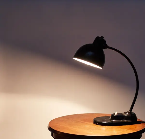 LBL Tischlampe Schwarzglas 1950er Bauhaus Vintage