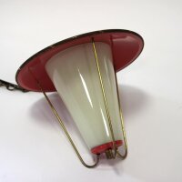 Rockabilly Atomic-Age Hängelampe Laterne rot-weiß Opalglas 1950er Vintage