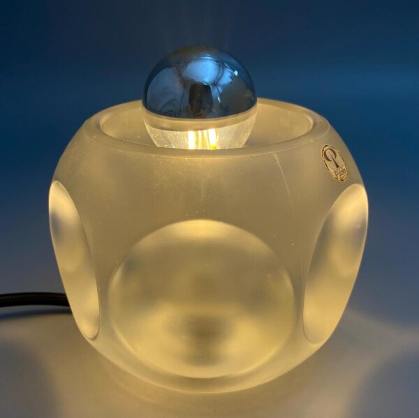 Peill & Putzler Cube Ice Cube Tischlampe satiniertes Glas 1970er Space Age Vintage