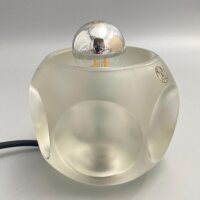 Peill & Putzler Cube Ice Cube Tischlampe satiniertes Glas 1970er Space Age Vintage
