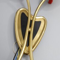 Zweiflammige Wandlampe Messing Opalglas 1950er Mid-Century Vintage