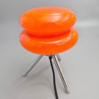 Moderne Tischlampe aus orangefarbenem Glas und Chrom im...