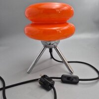Moderne Tischlampe aus orangefarbenem Glas und Chrom im skandinavischen Stil
