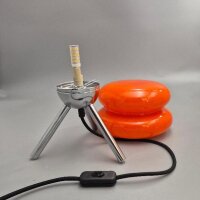 Moderne Tischlampe aus orangefarbenem Glas und Chrom im skandinavischen Stil