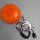 Moderne Tischlampe aus orangefarbenem Glas und Chrom im skandinavischen Stil