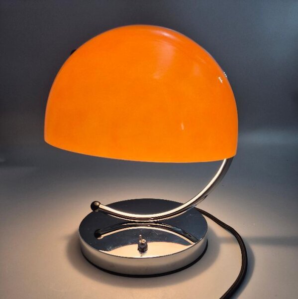 Moderne Tischlampe Orange Glas Chrom Italian Style Space Age