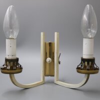 Skandinavische zweiflammige Wandlampe Messing Opalglas 1960er Mid-Century Vintage