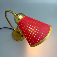 1950er Tütenlampe Messing Rot gelocht Rockabilly Mid-Century Vintage