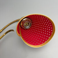 1950er Tütenlampe Messing Rot gelocht Rockabilly Mid-Century Vintage