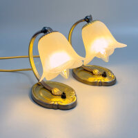Paar Vintage Tischleuchten aus Messing und Glas mit...