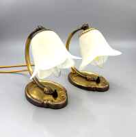 Paar Vintage Tischleuchten aus Messing und Glas mit...