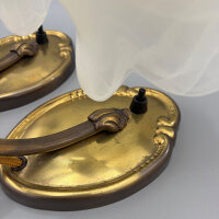 Paar Vintage Tischleuchten aus Messing und Glas mit E14-Fassung – goldfarbenes Textilkabel