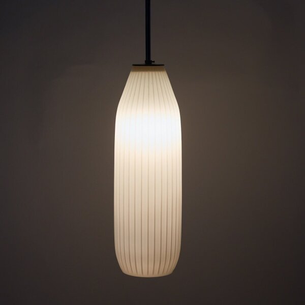 Peill & Putzler „Verona“ Pendelleuchte von Aloys F. Gangkofner – geripptes Opalglas – 1950er – Mid-Century Vintage