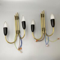 Paar Mid-Century Wandleuchten Messing Schwarz im Stil von...