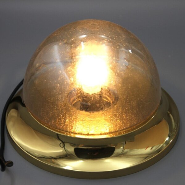 Paar WKR Wand- und Deckenleuchten aus Messing mit goldenem Bubbleglas – 1970er Vintage