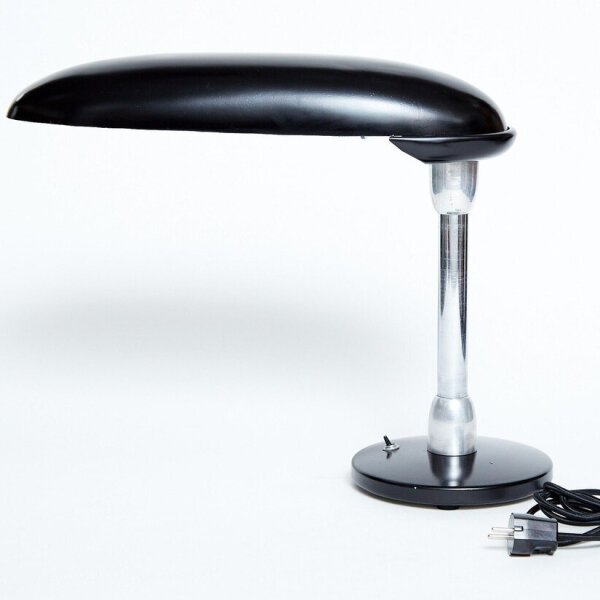 Bauhaus Tischleuchte „Flamingo“ Schwarz – 2× E27 – 1930er/1940er Vintage