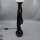 Skulpturale Tischlampe Frauenfigur aus schwarzer Keramik mit Opalglaskugel – 1970er Vintage