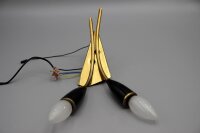 Zweiflammige Wandlampe aus Messing und schwarzem Kunststoff 1950er  Mid-Century Stil Novo  Vintage
