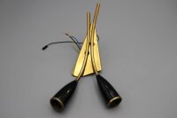 Zweiflammige Wandlampe aus Messing und schwarzem Kunststoff 1950er  Mid-Century Stil Novo  Vintage
