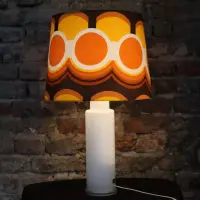 Uno & Östen Kristiansson Tischlampe für Luxus Vittsjö – Stoffschirm Orange – 1960er/70er Swedish Vintage