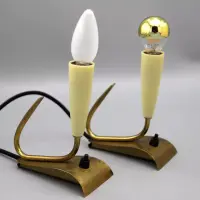 Paar Messing-Tischleuchten – 1950er/60er Mid-Century – E14 – Vintage