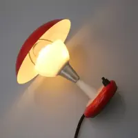 Pilz-Tischleuchte „Piccolo Fungo“ Rot Weiß Chrom – 1950er/60er Atomic Age Vintage