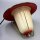 Rockabilly Deckenlampe in Korallrot & Opalglas – 1950er Laternenleuchte Vintage