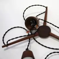 3-flammige Kaskaden-Hängeleuchte aus Opalglas & Holz – 1960er – skandinavisches Design – Vintage