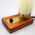 Tischlampe Nachttischlampe - Strukturglas, Holz & Messing 1970er Mid-Century Modern * Vintage