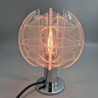 Paul Secon für Sompex Tischlampe – Acryl & Nylonfäden – Chrom – 1970er Space Age Vintage