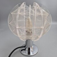 Paul Secon für Sompex Tischlampe – Acryl & Nylonfäden – Chrom – 1970er Space Age Vintage