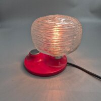 Hillebrand Tischlampe mit Pressglas – Rot & Chrom – 1970er Space Age Vintage