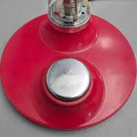 Hillebrand Tischlampe mit Pressglas – Rot & Chrom – 1970er Space Age Vintage