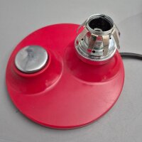 Hillebrand Tischlampe mit Pressglas – Rot & Chrom – 1970er Space Age Vintage