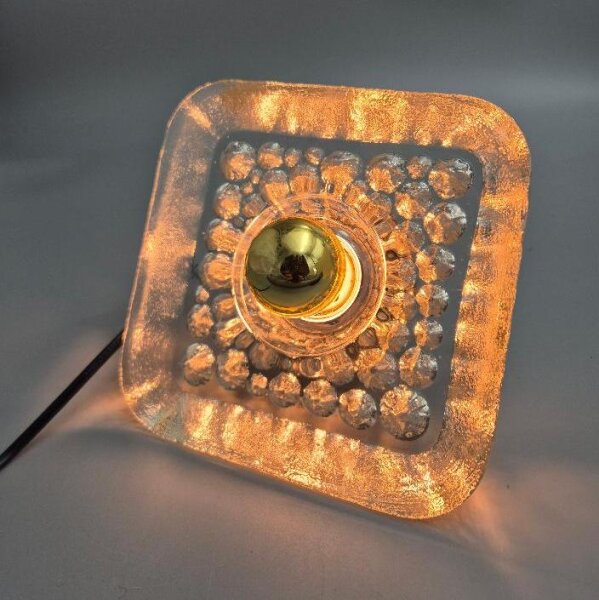 Peill & Putzler WA 8 Wand- und Deckenlampe aus Eisglas – Chrom – 1960er Mid-Century Vintage