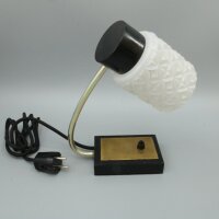 Paar Tischlampen mit geometrischem Opalglas – Messing & Schwarz – 1960er Mid-Century Vintage