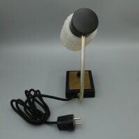 Paar Tischlampen mit geometrischem Opalglas – Messing & Schwarz – 1960er Mid-Century Vintage