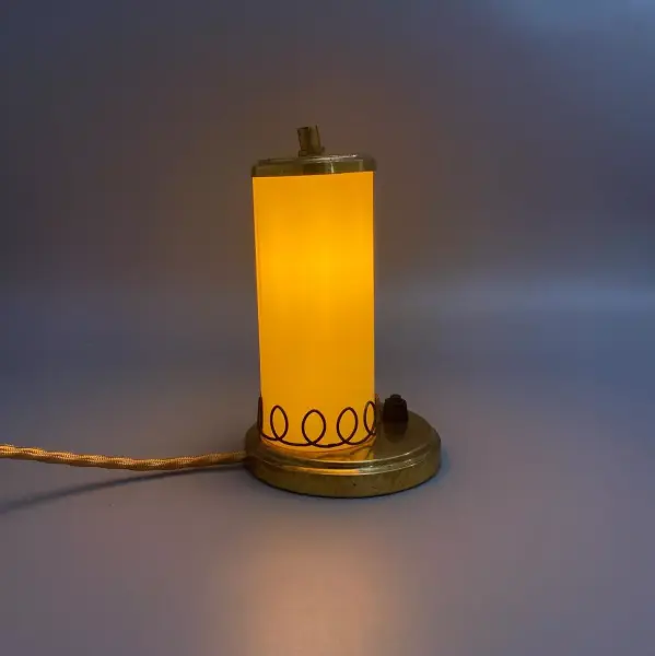 Vintage Tischlampe aus Messing & Glas – 1940er Jahre – E14 – Art Déco / Mid-Century