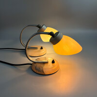 Paar Tischlampen mit Marmorfuß & geriffeltem Opalglas – 1950er Mid-Century Vintage