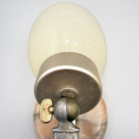 Paar Tischlampen mit Marmorfuß & geriffeltem Opalglas – 1950er Mid-Century Vintage