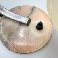 Paar Tischlampen mit Marmorfuß & geriffeltem Opalglas – 1950er Mid-Century Vintage