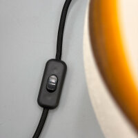 Tischlampe 1970er mit beleuchtetem Pressglasfuß & Retro-Stoffschirm – E14/E27 – Mid-Century Vintage