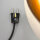 Tischlampe 1970er mit beleuchtetem Pressglasfuß & Retro-Stoffschirm – E14/E27 – Mid-Century Vintage