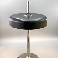 Hillebrand Tischlampe in Schwarz & Chrom mit 2 × E27 – 1970er Mid-Century Vintage