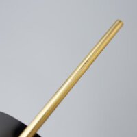 Wandlampe 1950er Messing Schwarz mit floralem Stoffschirm – Mid-Century Vintage